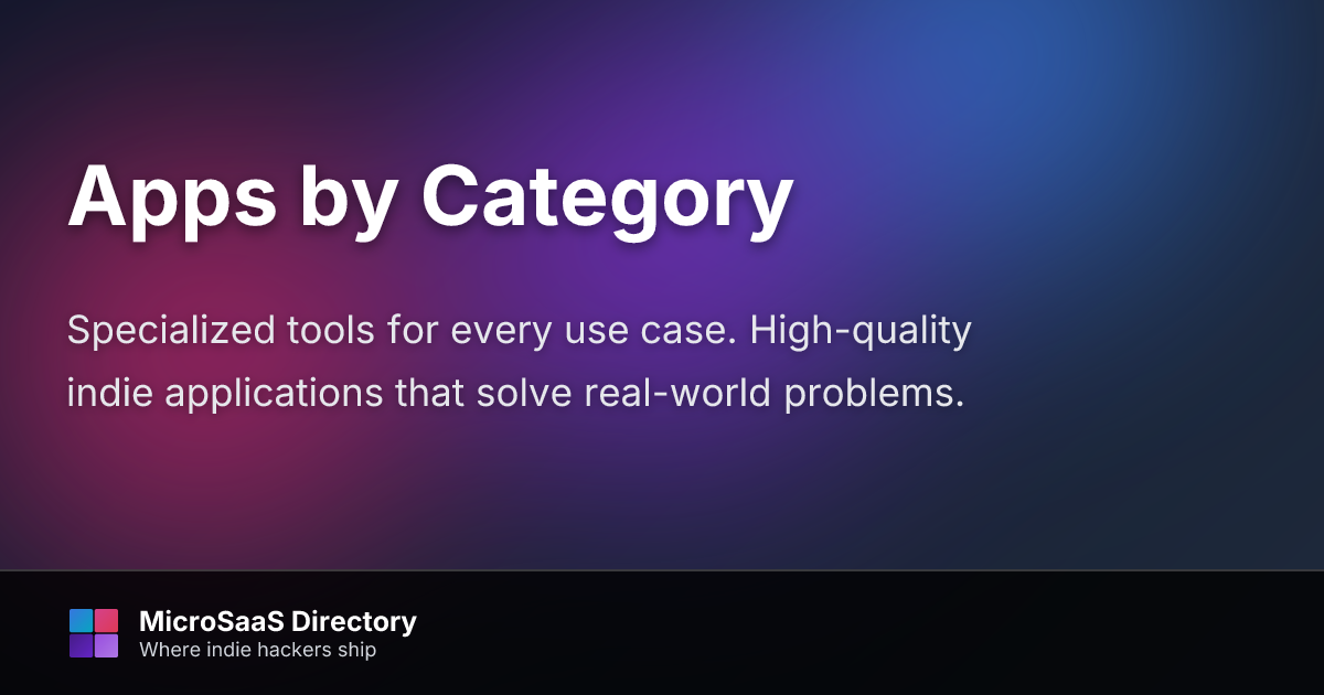 Apps by Category - MicroSaaS Directory